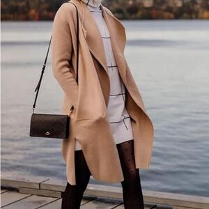 Chicwish Classy Light Tan Open Front Knit Long Sleeve Coat Cardigan Size XLarge